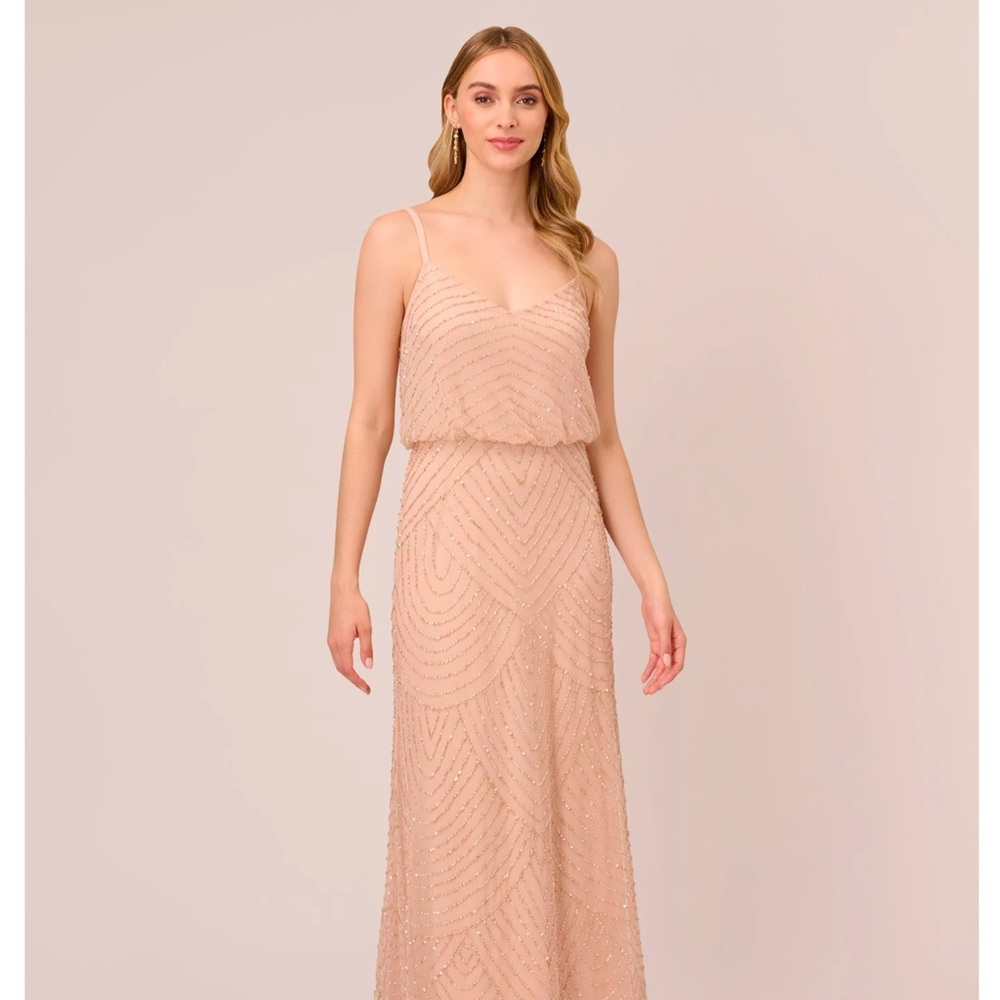 Adrianna Papell beaded dress
Color: blush 
Size M
